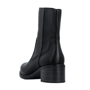 Cizme dama negru casual piele ecologica scurte cu toc Rieker 74170-00-Negru
