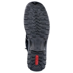 Cizme dama negru casual piele intoarsa impermeabile imblanite scurte cu talpa joasa Rieker Z7171-01-Negru