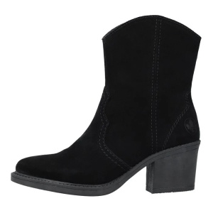 Cizme dama, negru, casual, piele intoarsa, scurte, cu toc, Rieker Y1251-00-Negru