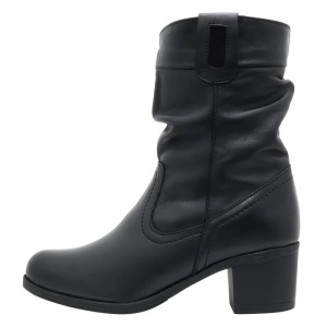 Cizme dama, negru, casual, piele naturala, imblanite, scurte, cu toc, Nicolis 151810-Negru