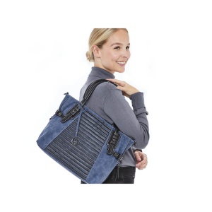 Geanta dama albastru casual piele ecologica de umar cu bareta reglabila si detasabila Rieker H1083-12-Albastru