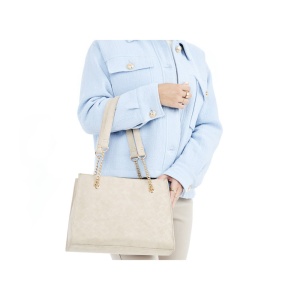 Geanta dama bej casual piele ecologica de mana cu accesorii metalice Rieker H1336-60-Bej