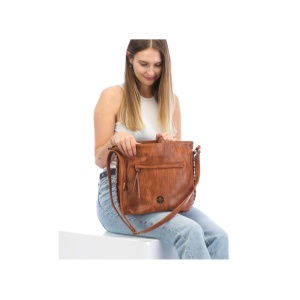 Geanta dama maro casual piele ecologica de umar cu bareta reglabila Rieker H1071-22-Maro