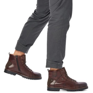 Ghete barbati maro casual piele naturala impermeabile imblanite cu toc Rieker F3602-25-Maro