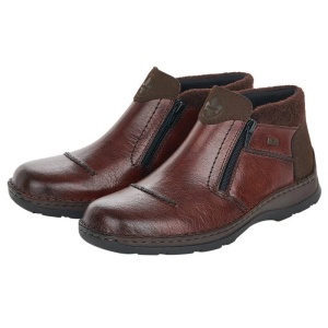 Ghete barbati maro casual piele naturala impermeabile imblanite cu talpa joasa Rieker 05389-25-Maro