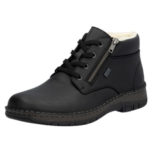 Ghete barbati negru casual piele naturala impermeabile imblanite cu talpa joasa Rieker 05108-00-Negru