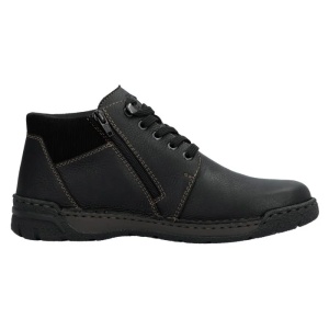 Ghete barbati negru casual piele naturala impermeabile imblanite cu talpa joasa Rieker B0309-00-Negru