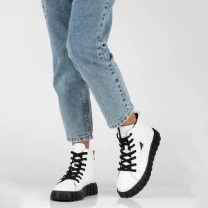 Ghete dama alb casual piele naturala cu talpa joasa Filippo DBT4146-23-WH-Alb