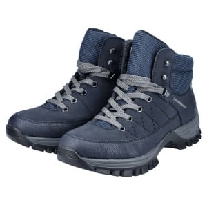 Ghete dama albastru inchis sport piele ecologica impermeabile cu talpa joasa Rieker M9830-15-Albastru-Inchis