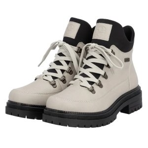 Ghete dama bej casual piele ecologica impermeabile imblanite cu toc Rieker Y3158-60-Bej