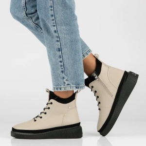 Ghete dama bej casual piele naturala cu talpa joasa Filippo DBT4799-23-BE-Bej