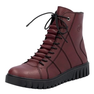 Ghete dama bordo casual piele ecologica imblanite cu talpa joasa Rieker Y3420-36-Bordo