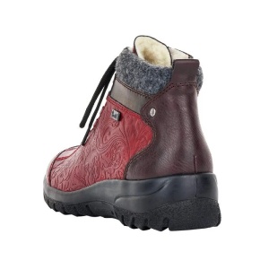 Ghete dama bordo casual piele ecologica impermeabile imblanite cu talpa joasa Rieker L7144-35-Bordo