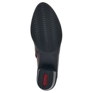 Ghete dama bordo casual piele naturala cu toc Rieker Y0764-35-Bordo