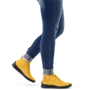 Ghete dama galben casual piele ecologica cu talpa joasa Rieker 51510-68-Galben