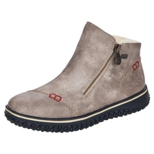 Ghete dama gri casual piele ecologica impermeabile imblanite cu talpa joasa Rieker L4270-43-Gri