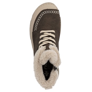 Ghete dama maro casual piele ecologica imblanite cu talpa joasa Rieker 45947-25-Maro