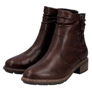 Ghete dama maro casual piele ecologica imblanite cu toc Rieker 77281-25-Maro
