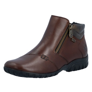 Ghete dama maro casual piele naturala impermeabile imblanite cu talpa joasa Rieker L4655-27-Maro