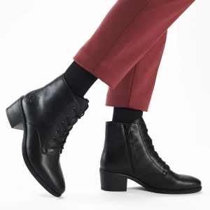 Ghete dama negru casual piele ecologica cu toc Rieker 73930-00-Negru