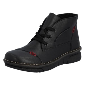 Ghete dama negru casual piele ecologica imblanite cu talpa joasa Rieker 73301-00-Negru