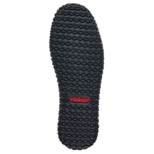 Ghete dama negru casual piele ecologica impermeabile imblanite cu talpa joasa Rieker L4270-00-Negru