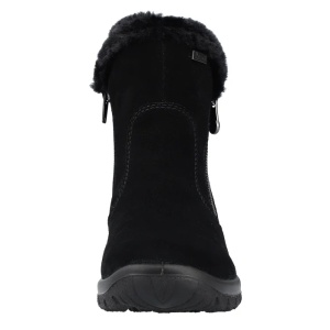 Ghete dama negru casual piele intoarsa impermeabile imblanite cu talpa joasa Rieker L7162-00-Negru
