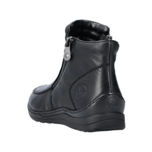 Ghete dama negru casual piele naturala imblanite cu talpa joasa Rieker 48999-00-Negru