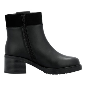 Ghete dama negru casual piele naturala imblanite cu toc Rieker Y5253-00-Negru