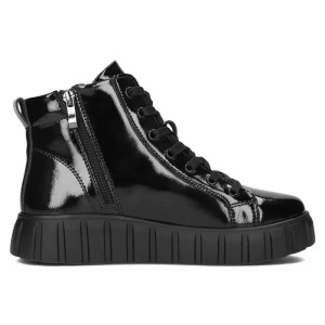 Ghete dama negru casual piele naturala lacuita cu talpa joasa Filippo DBT4146-23-BK-Negru