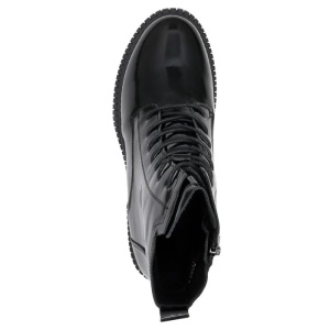 Ghete dama negru casual piele naturala lacuita cu toc Pass Collection J8B21602-01-L-Negru