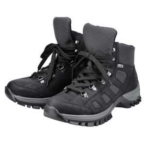 Ghete dama negru sport piele ecologica impermeabile imblanite cu talpa joasa Rieker M9844-00-Negru
