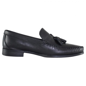 Mocasini barbati negru casual piele naturala cu ciucuri cu toc Dogati 7005-Negru