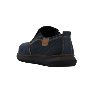 Pantofi barbati albastru casual piele naturala perforati cu talpa joasa Rieker 10452-14-Albastru