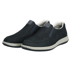 Pantofi barbati albastru inchis casual piele naturala cu talpa joasa Rieker 17359-14-Albastru-Inchis