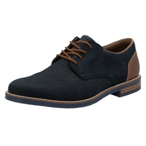 Pantofi barbati albastru inchis casual piele naturala cu toc Rieker 13509-14-Albastru-Inchis
