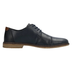Pantofi barbati albastru inchis casual piele naturala perforati cu toc Rieker 13431-14-Albastru-Inchis