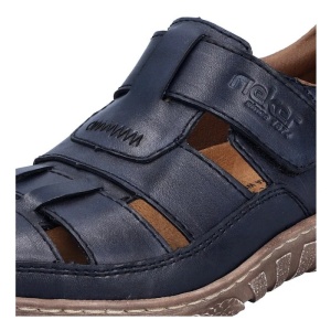 Pantofi barbati albastru inchis casual piele naturala perforati cu talpa joasa Rieker 03578-14-Albastru-Inchis