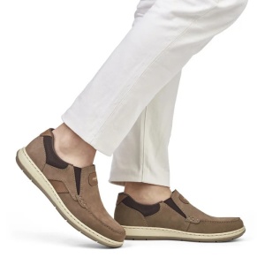 Pantofi barbati bej casual piele naturala cu talpa joasa Rieker 17368-25-Bej
