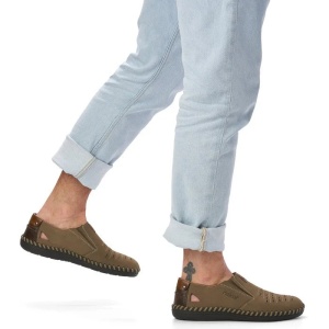 Pantofi barbati bej casual piele naturala perforati cu talpa joasa Rieker B2457-64-Bej