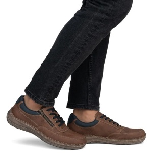 Pantofi barbati maro casual piele naturala cu talpa joasa Rieker 03006-24-Maro