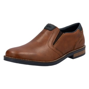 Pantofi barbati maro casual piele naturala cu toc Rieker 13557-24-Maro