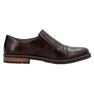 Pantofi barbati maro casual piele naturala cu toc Rieker 14654-25-Maro