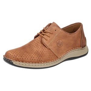 Pantofi barbati maro casual piele naturala perforati cu talpa joasa Rieker 05226-24-Maro
