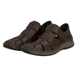 Pantofi barbati maro casual piele naturala perforati cu talpa joasa Rieker 05281-25-Maro