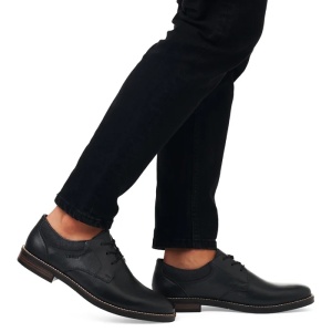 Pantofi barbati negru casual piele naturala cu toc Rieker 13510-00-Negru