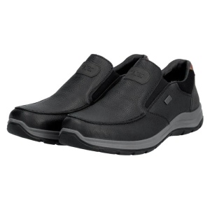 Pantofi barbati negru casual piele naturala impermeabili cu talpa joasa Rieker 03651-00-Negru