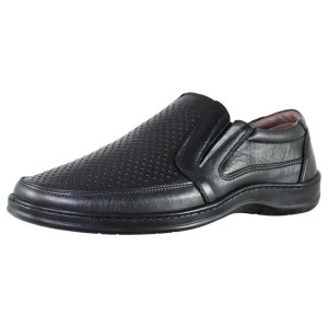 Pantofi barbati negru casual piele naturala perforati cu talpa joasa Nicolis 200589-Negru