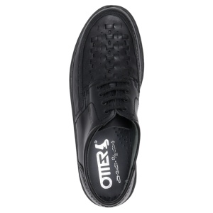 Pantofi barbati negru casual piele naturala perforati cu talpa joasa Otter OT27823V-01-N-Negru