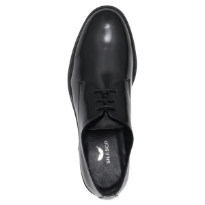 Pantofi barbati negru eleganti piele naturala lacuita cu toc Silesco 140-SL-Negru